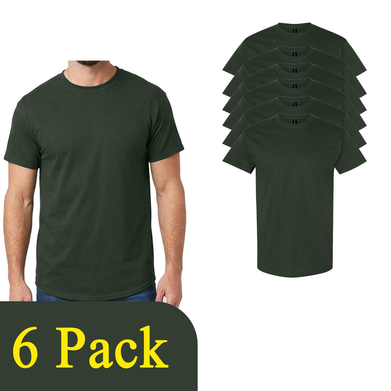 Gildan Heavy Cotton Forest Green Craft Blank T-Shirt Bundle for DIY Printing (2–14 Pack)